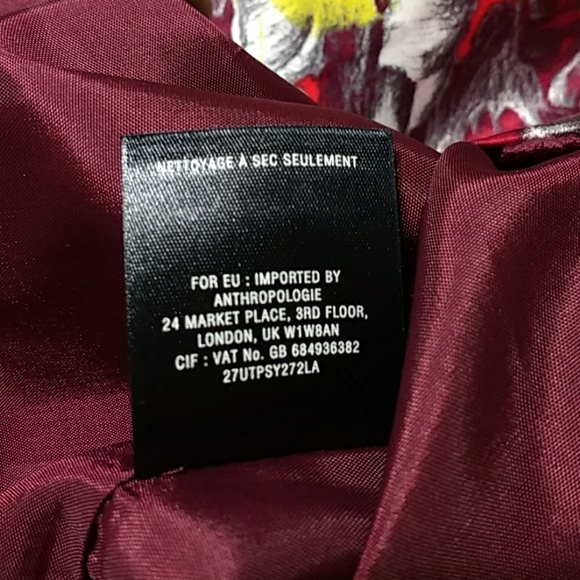 Anthropologie Leifsdottir Itoh Red Floral Strapless Mini Dress - Picture 7 of 7